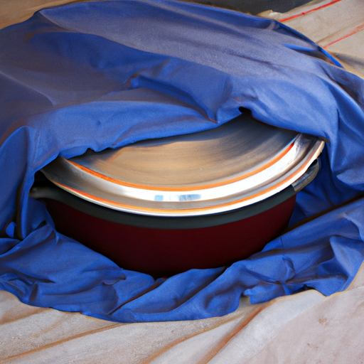 A Dutch oven being dried with a soft cloth after cleaning.